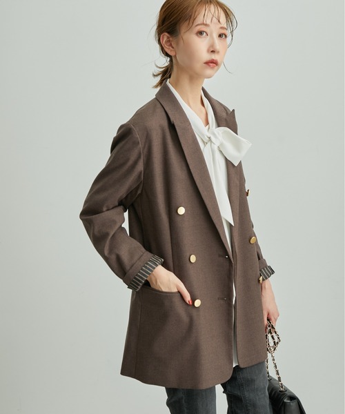 ROPE' PICNIC(ロペピクニック)の「【emur/エミュール】金ボタンジャケット(テーラードジャケット・レディース・ダークブラウン/ブラック・38)」の2枚目の写真