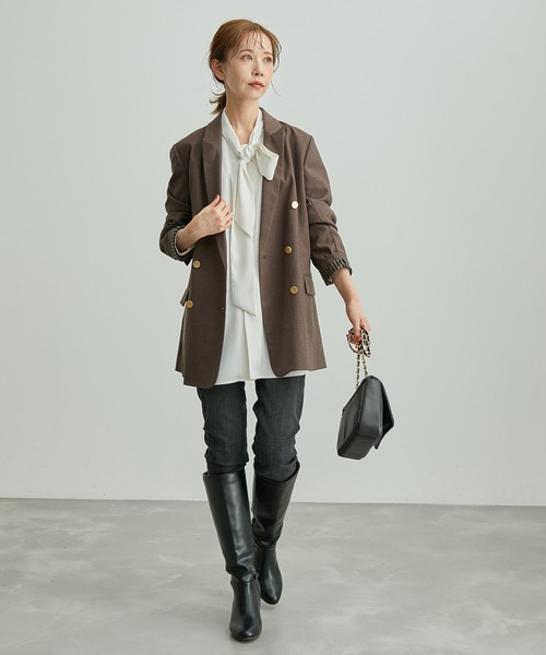 ROPE' PICNIC(ロペピクニック)の「【emur/エミュール】金ボタンジャケット(テーラードジャケット・レディース・ダークブラウン/ブラック・38)」の21枚目の写真