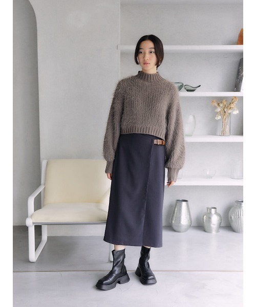 Ayla(アイラ)の「back open shaggy knit(ニット/セーター・レディース・チャコールグレー/グレイッシュベージュ・FREE)」の3枚目の写真