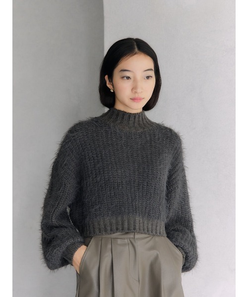 Ayla(アイラ)の「back open shaggy knit(ニット/セーター・レディース・チャコールグレー/グレイッシュベージュ・FREE)」の8枚目の写真