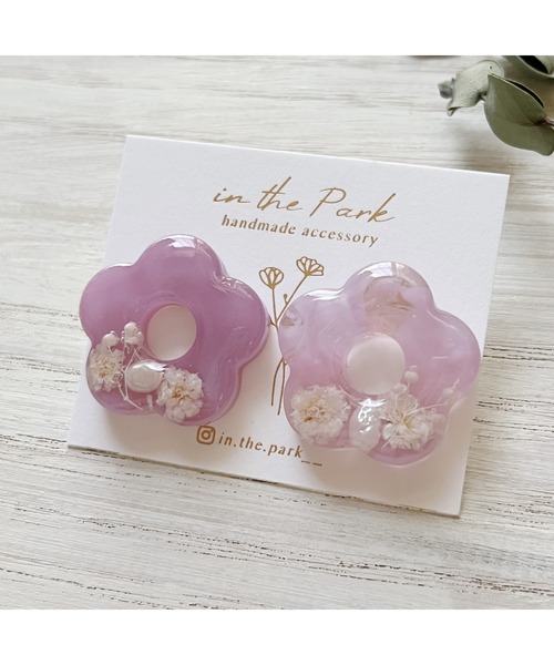 tone(トーン)の「【in the Park】くすみカラーのお花ピアス(MA)(ピアス(両耳用)・レディース・パープル系その他/ブラウン・FREE)」の9枚目の写真