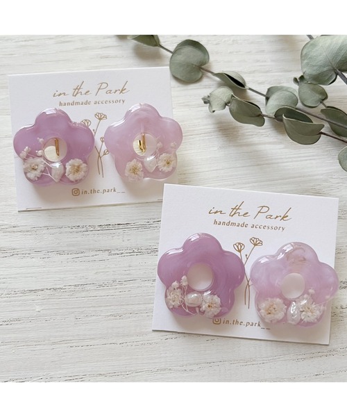 in the Park】くすみカラーのお花ピアス(MA)（ピアス（両耳用