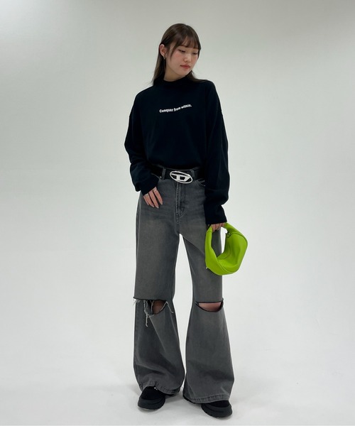 EPIMI E'PIMMY(エピミエピミー)の「〈ユニセックス〉ハイネックロゴプリントプルオーバー(Tシャツ/カットソー・レディース・オフホワイト/ブラック/ネイビー/オートミール・MEDIUM)」の15枚目の写真