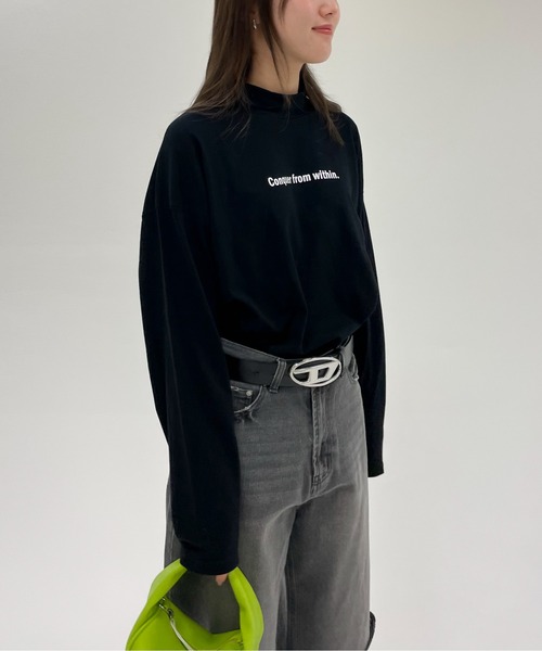 EPIMI E'PIMMY(エピミエピミー)の「〈ユニセックス〉ハイネックロゴプリントプルオーバー(Tシャツ/カットソー・レディース・オフホワイト/ブラック/ネイビー/オートミール・MEDIUM)」の14枚目の写真