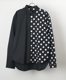 日本製 バルーン シルエット ポルカドット セパレート デザイン 長袖シャツ