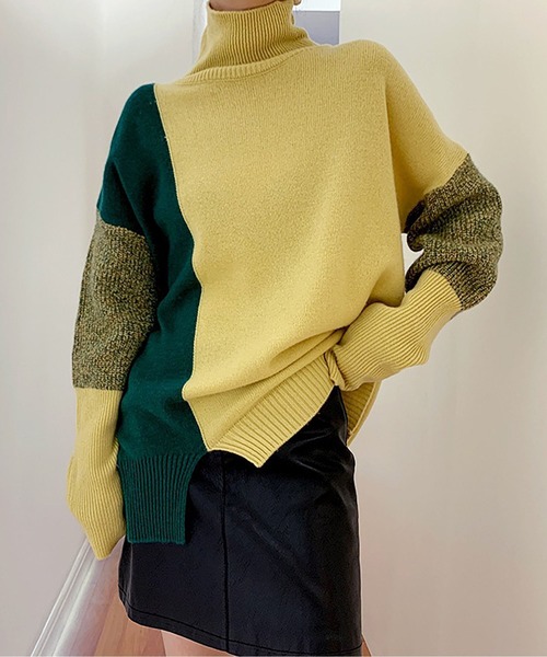 ALEXIASTAM HighNeckKnitTop配色ハイネックニットトップス ALEXIA STAM（アリシアスタン）の「High Neck Knit Top /配色