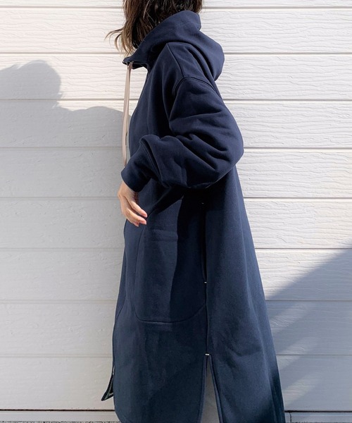 Q(キュー)の「裏毛ビッグパーカー(パーカー・レディース・ネイビー/アイボリー・MEDIUM)」の10枚目の写真