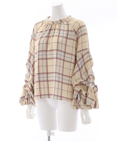 clear（クリア）の「バンドカラーボリュームスリーブブラウス（シャツ/ブラウス・レディース・ブルー系その他/ホワイト系その他/ベージュ系その他/マルチ/ブラック/サックスブルー/オフホワイト・F）」の13枚目の写真