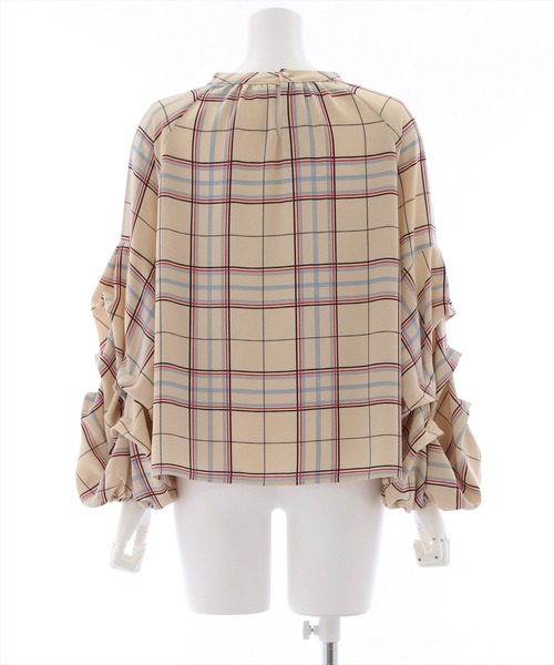 clear（クリア）の「バンドカラーボリュームスリーブブラウス（シャツ/ブラウス・レディース・ブルー系その他/ホワイト系その他/ベージュ系その他/マルチ/ブラック/サックスブルー/オフホワイト・F）」の12枚目の写真