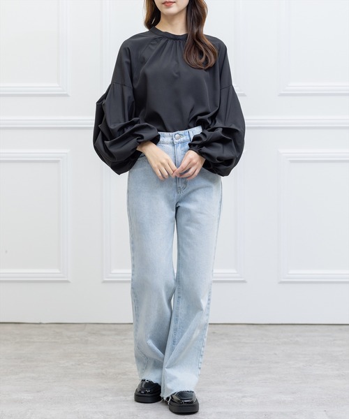 clear（クリア）の「バンドカラーボリュームスリーブブラウス（シャツ/ブラウス・レディース・ブルー系その他/ホワイト系その他/ベージュ系その他/マルチ/ブラック/サックスブルー/オフホワイト・F）」の22枚目の写真