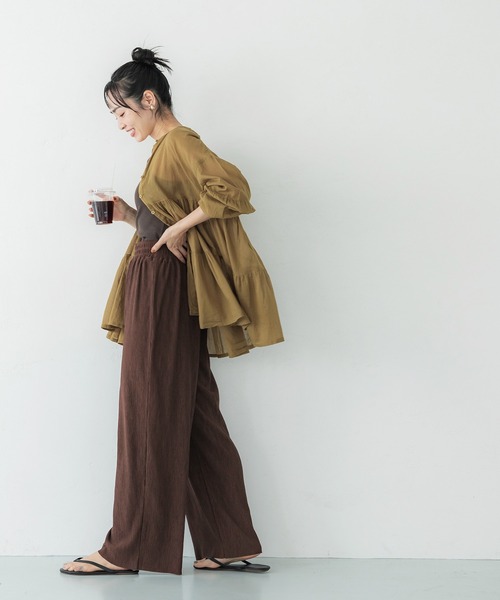 coca(coca)(コカ)の「楊柳ワイドパンツ(その他パンツ・レディース・アイボリー/ブラウン/ライトブルー/ブラック・ONE SIZE)」の15枚目の写真