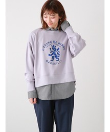 エンブレムプリント裏毛トップス