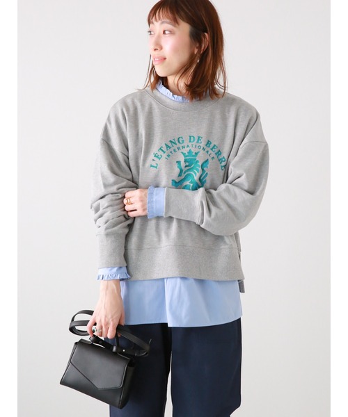 Lugnoncure（ルノンキュール）の「エンブレムプリント裏毛トップス（Tシャツ/カットソー・レディース・ラベンダー/グレー/オフホワイト・ﾌﾘ-）」の3枚目の写真