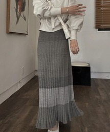 multi border pleats knit SK