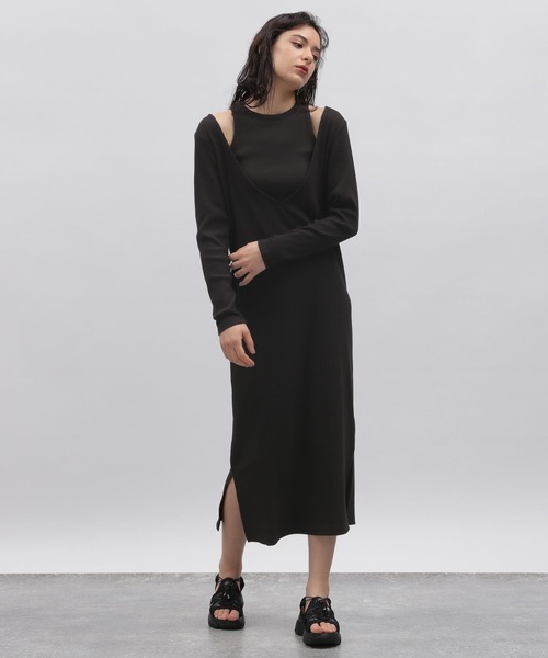 LAKOLE（ラコレ）の「レイヤードテレコワンピース【2点SET】/ 188344