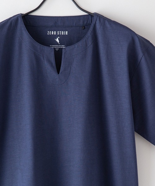 LB/S （エルビーエス）の「汗染みの目立ちにくいTシャツ ゼロステイン ZEROSTAIN 撥水性　UVカット スラブキーネックTシャツ（Tシャツ/カットソー・メンズ・ブラック/ネイビー/スミクロ/アイボリー/グレー/ブラウン・SMALL/MEDIUM/LARGE/X-LARGE）」の6枚目の写真