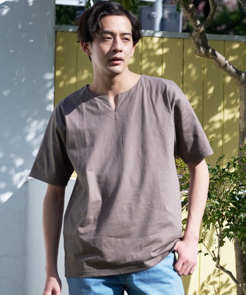 LB/S （エルビーエス）の「汗染みの目立ちにくいTシャツ ゼロステイン ZEROSTAIN 撥水性　UVカット スラブキーネックTシャツ（Tシャツ/カットソー・メンズ・ブラック/ネイビー/スミクロ/アイボリー/グレー/ブラウン・SMALL/MEDIUM/LARGE/X-LARGE）」の5枚目の写真