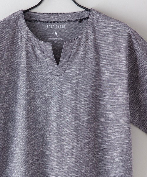 LB/S （エルビーエス）の「汗染みの目立ちにくいTシャツ ゼロステイン ZEROSTAIN 撥水性　UVカット スラブキーネックTシャツ（Tシャツ/カットソー・メンズ・ブラック/ネイビー/スミクロ/アイボリー/グレー/ブラウン・SMALL/MEDIUM/LARGE/X-LARGE）」の3枚目の写真