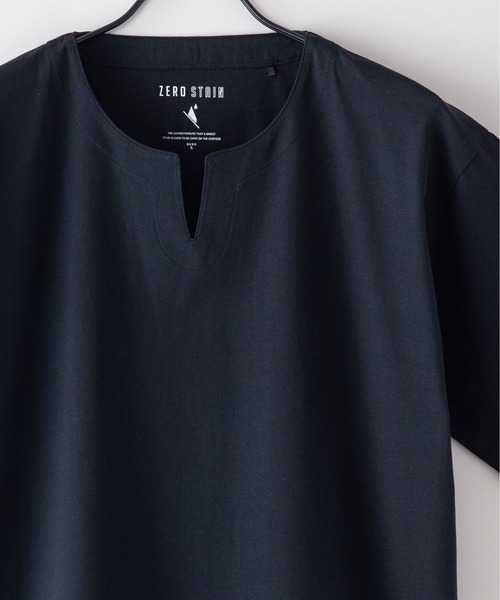 LB/S （エルビーエス）の「汗染みの目立ちにくいTシャツ ゼロステイン ZEROSTAIN 撥水性　UVカット スラブキーネックTシャツ（Tシャツ/カットソー・メンズ・ブラック/ネイビー/スミクロ/アイボリー/グレー/ブラウン・SMALL/MEDIUM/LARGE/X-LARGE）」の2枚目の写真