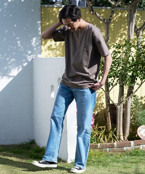 LB/S （エルビーエス）の「汗染みの目立ちにくいTシャツ ゼロステイン ZEROSTAIN 撥水性　UVカット スラブキーネックTシャツ（Tシャツ/カットソー・メンズ・ブラック/ネイビー/スミクロ/アイボリー/グレー/ブラウン・SMALL/MEDIUM/LARGE/X-LARGE）」の8枚目の写真