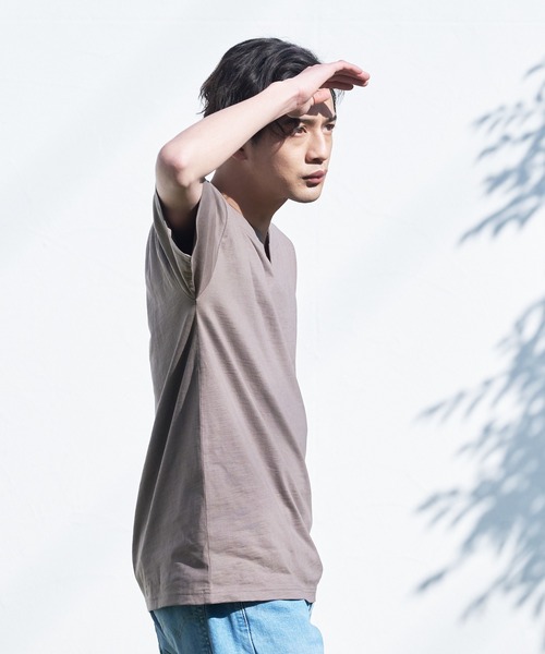 LB/S （エルビーエス）の「汗染みの目立ちにくいTシャツ ゼロステイン ZEROSTAIN 撥水性　UVカット スラブキーネックTシャツ（Tシャツ/カットソー・メンズ・ブラック/ネイビー/スミクロ/アイボリー/グレー/ブラウン・SMALL/MEDIUM/LARGE/X-LARGE）」の20枚目の写真