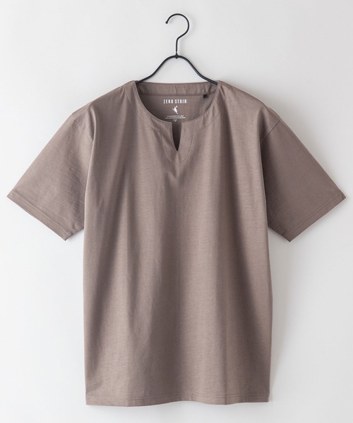 LB/S （エルビーエス）の「汗染みの目立ちにくいTシャツ ゼロステイン ZEROSTAIN 撥水性　UVカット スラブキーネックTシャツ（Tシャツ/カットソー・メンズ・ブラック/ネイビー/スミクロ/アイボリー/グレー/ブラウン・SMALL/MEDIUM/LARGE/X-LARGE）」の14枚目の写真