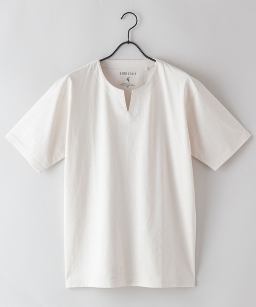 LB/S （エルビーエス）の「汗染みの目立ちにくいTシャツ ゼロステイン ZEROSTAIN 撥水性　UVカット スラブキーネックTシャツ（Tシャツ/カットソー・メンズ・ブラック/ネイビー/スミクロ/アイボリー/グレー/ブラウン・SMALL/MEDIUM/LARGE/X-LARGE）」の10枚目の写真