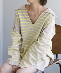 mystic | ボーダースリットTシャツ(Tシャツ/カットソー)