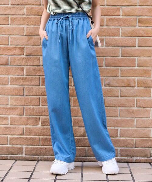 FREAK'S STORE(フリークスストア)の「プチシリーズ リネンレーヨンイージーパンツ/コットンイージーパンツ 限定展開(その他パンツ・レディース・ブルーグリーン/ネイビー/ブラック/オフホワイト/ブルー・フリ-)」の4枚目の写真