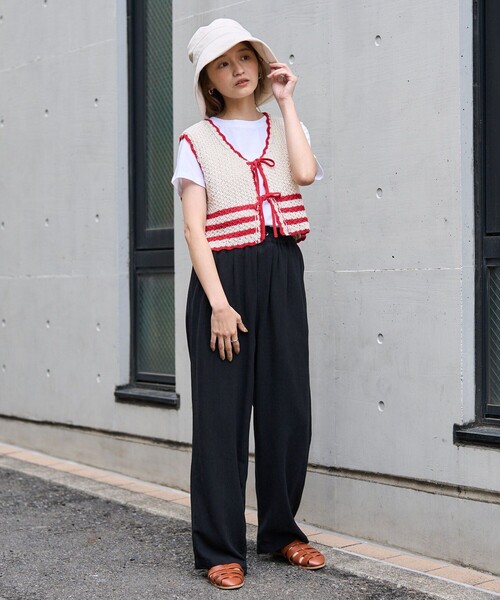 FREAK'S STORE(フリークスストア)の「プチシリーズ リネンレーヨンイージーパンツ/コットンイージーパンツ 限定展開(その他パンツ・レディース・ブルーグリーン/ネイビー/ブラック/オフホワイト/ブルー・フリ-)」の9枚目の写真