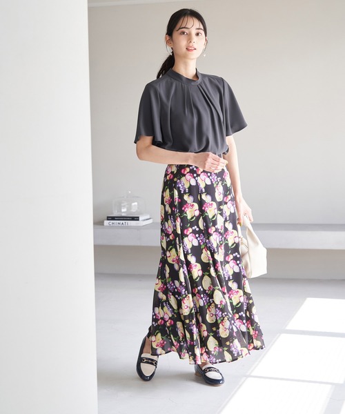 ROPE' PICNIC（ロペピクニック）の「2WAY/ボウタイハーフスリーブブラウス（シャツ/ブラウス・レディース・ライトグレー/ホワイト系その他/ホワイト系その他2/チャコールグレー/ホワイト・38）」の21枚目の写真