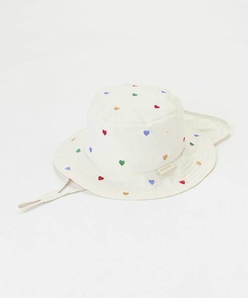 petit main（プティマイン）の「刺しゅうバケットハット（キャップ・キッズ・クリーム/ライトピンク/アイボリー/ネイビー/ライトグリーン/ベージュ/ラベンダー/レッド/ライトベージュ・50cm/52cm/54cm）」の5枚目の写真