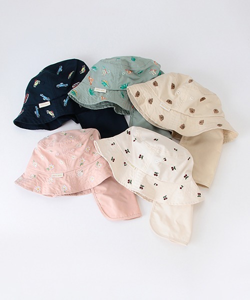 petit main（プティマイン）の「刺しゅうバケットハット（キャップ・キッズ・クリーム/ライトピンク/アイボリー/ネイビー/ライトグリーン/ベージュ/ラベンダー/レッド/ライトベージュ・50cm/52cm/54cm）」の19枚目の写真