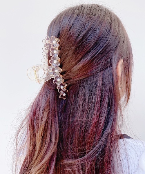 lilLilly(リルリリー)の「クリアフラワーパールへアクリップ(バレッタ/ヘアクリップ・レディース・ピンク/ベージュ・FREE)」の5枚目の写真