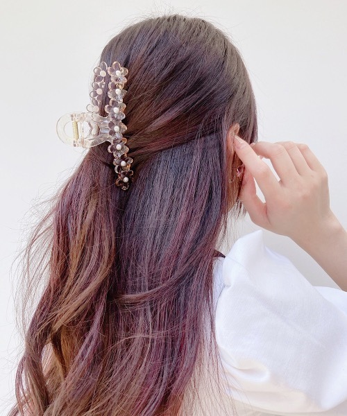 lilLilly(リルリリー)の「クリアフラワーパールへアクリップ(バレッタ/ヘアクリップ・レディース・ピンク/ベージュ・FREE)」の6枚目の写真
