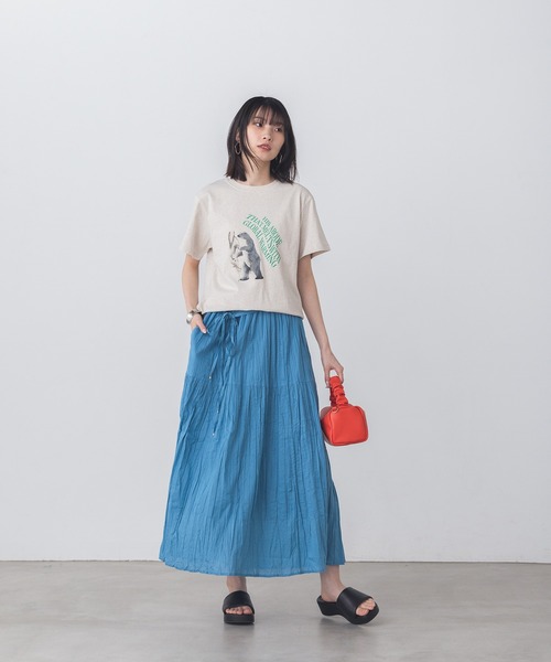 lil nina（リルニーナ）の「無地 クリンクルスカート（スカート・レディース・ブルー/ネイビー/ピンク・FREE）」の13枚目の写真