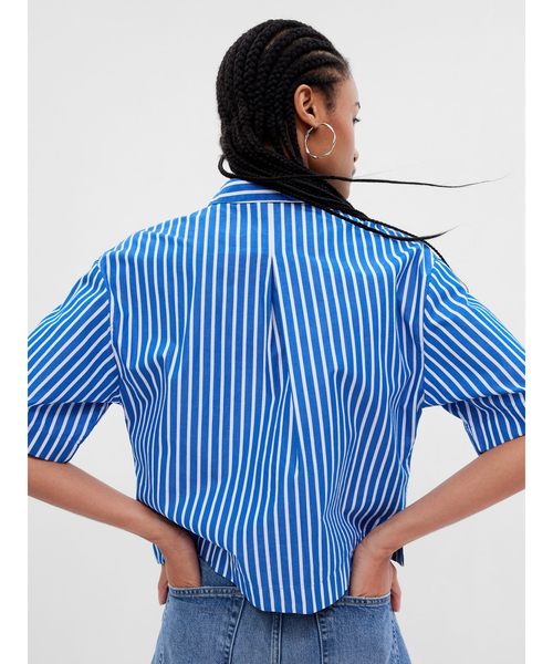 GAP(ギャップ)の「ストライプ クロップドシャツ(シャツ/ブラウス・レディース・マルチ/ブルー・XS/S/M/L/XXS)」の4枚目の写真