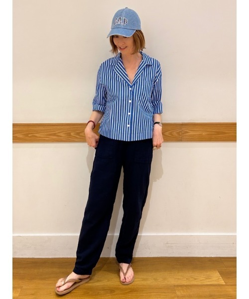 GAP(ギャップ)の「ストライプ クロップドシャツ(シャツ/ブラウス・レディース・マルチ/ブルー・XS/S/M/L/XXS)」の5枚目の写真