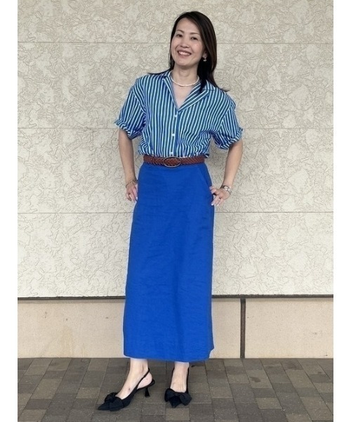 GAP(ギャップ)の「ストライプ クロップドシャツ(シャツ/ブラウス・レディース・マルチ/ブルー・XS/S/M/L/XXS)」の6枚目の写真