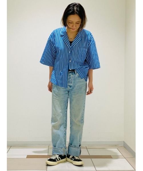 GAP(ギャップ)の「ストライプ クロップドシャツ(シャツ/ブラウス・レディース・マルチ/ブルー・XS/S/M/L/XXS)」の7枚目の写真