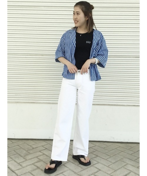 GAP(ギャップ)の「ストライプ クロップドシャツ(シャツ/ブラウス・レディース・マルチ/ブルー・XS/S/M/L/XXS)」の9枚目の写真