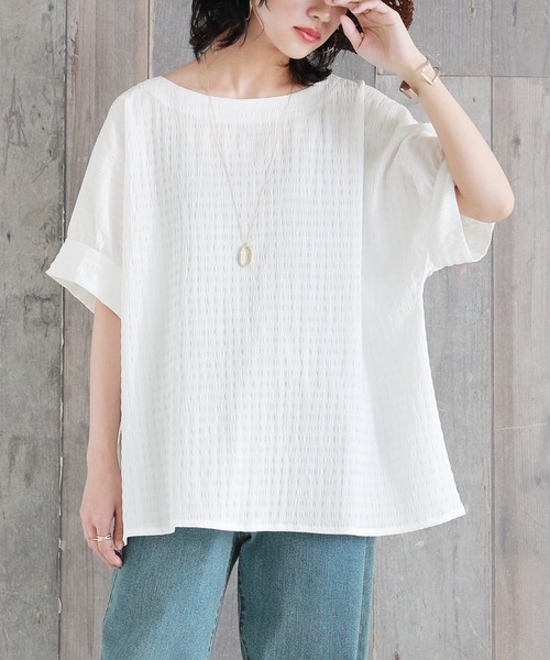 osharewalker（オシャレウォーカー）の「【廃盤】『袖ギャザードルマンプルオーバー』（シャツ/ブラウス・レディース・オフホワイト/ミント/ブラック・FREE）」の2枚目の写真