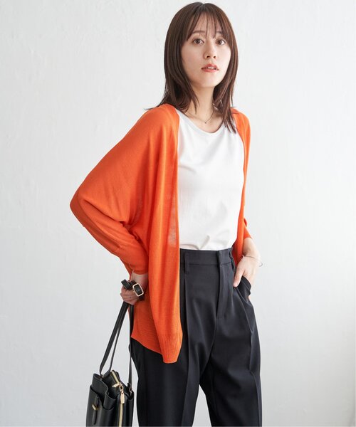 ikka（イッカ）の「ドルマンニットトッパーカーディガン（カーディガン/ボレロ・レディース・ブラック/オレンジ/グリーン/ライトグレー・S/M/L）」の18枚目の写真