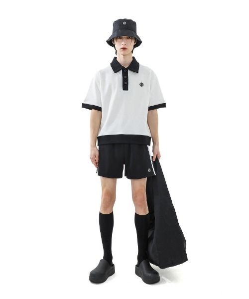 BASIC COTTON(ベーシックコットン)の「A'GEM/9 × .kom『BASIC COTTON/ベーシックコットン』MIX PK HALF TOP/ミックスカラー 半袖Tシャツ(Tシャツ/カットソー・メンズ・ホワイト/ブラック・FREE)」の4枚目の写真