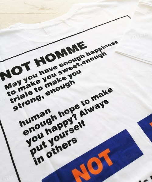 Dalfwin（ダールフィン）の「韓国ファッション HOMMEプリント半袖Tシャツ（Tシャツ/カットソー・レディース・ホワイト/ブラック・FREE）」の3枚目の写真