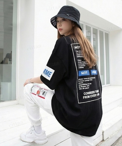 Dalfwin（ダールフィン）の「韓国ファッション HOMMEプリント半袖Tシャツ（Tシャツ/カットソー・レディース・ホワイト/ブラック・FREE）」の17枚目の写真