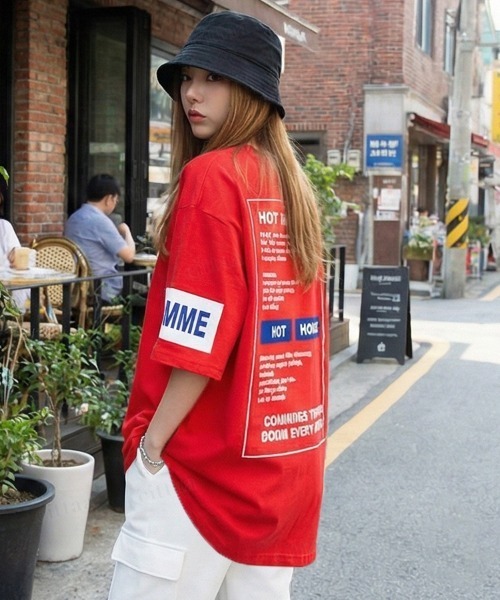 Dalfwin（ダールフィン）の「韓国ファッション HOMMEプリント半袖Tシャツ（Tシャツ/カットソー・レディース・ホワイト/ブラック・FREE）」の11枚目の写真