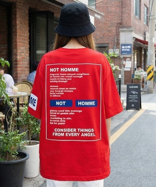 Dalfwin（ダールフィン）の「韓国ファッション HOMMEプリント半袖Tシャツ（Tシャツ/カットソー・レディース・ホワイト/ブラック・FREE）」の10枚目の写真