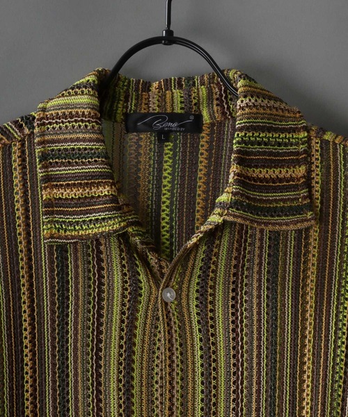 SITRY(シトリー)の「Openwork varfus knitting shirt/透かし編み バルファス 半袖シャツ(シャツ/ブラウス・メンズ・ネイビー/ブルー系その他/チャコールグレー/イエロー系その他/ブラック/グレー系その他・M/L)」の10枚目の写真