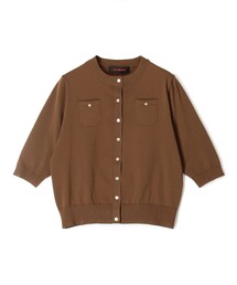 ファインポリエステル ハーフスリーブポケットカーディガン
